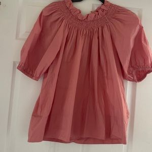 J Crew lace back tie smock neck top